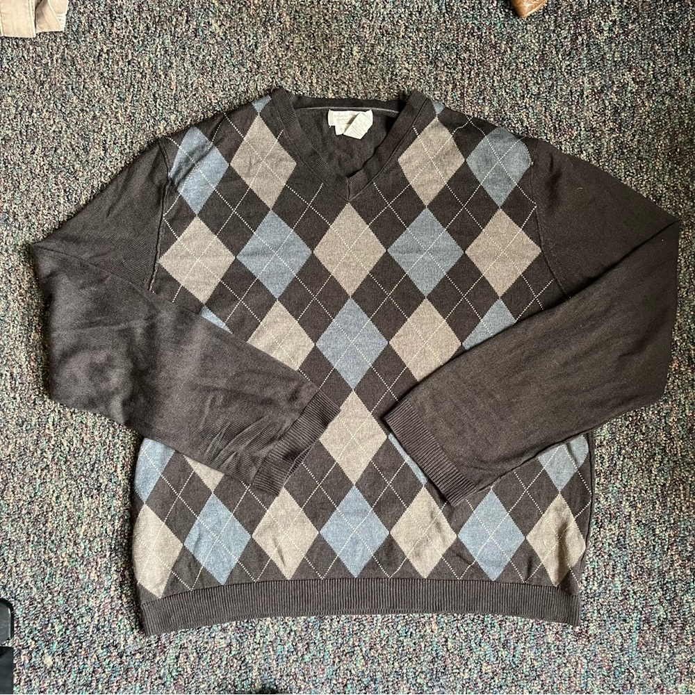 Banana Republic V-Neck Sweater Black and Gray